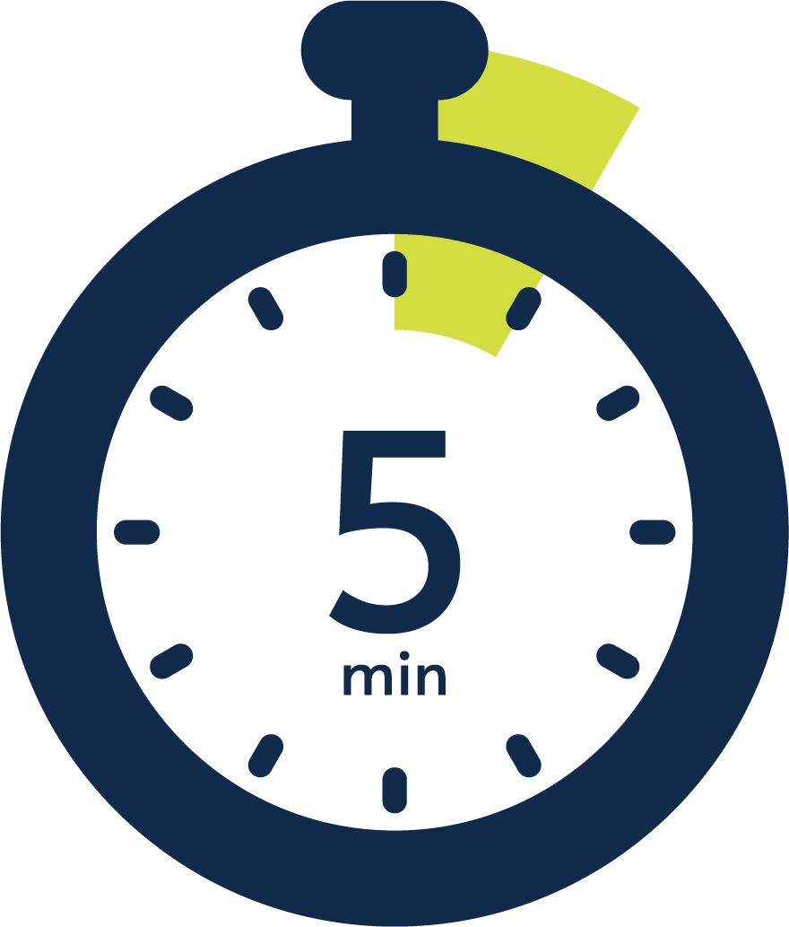 icon: stopwatch showing 5 minutes